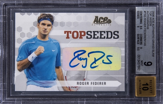 2006 Ace Authentic Grand Slam "Top Seeds Autographs" #TS3 Roger Federer Signed Card (#060/145) - BGS MINT 9/BGS 10